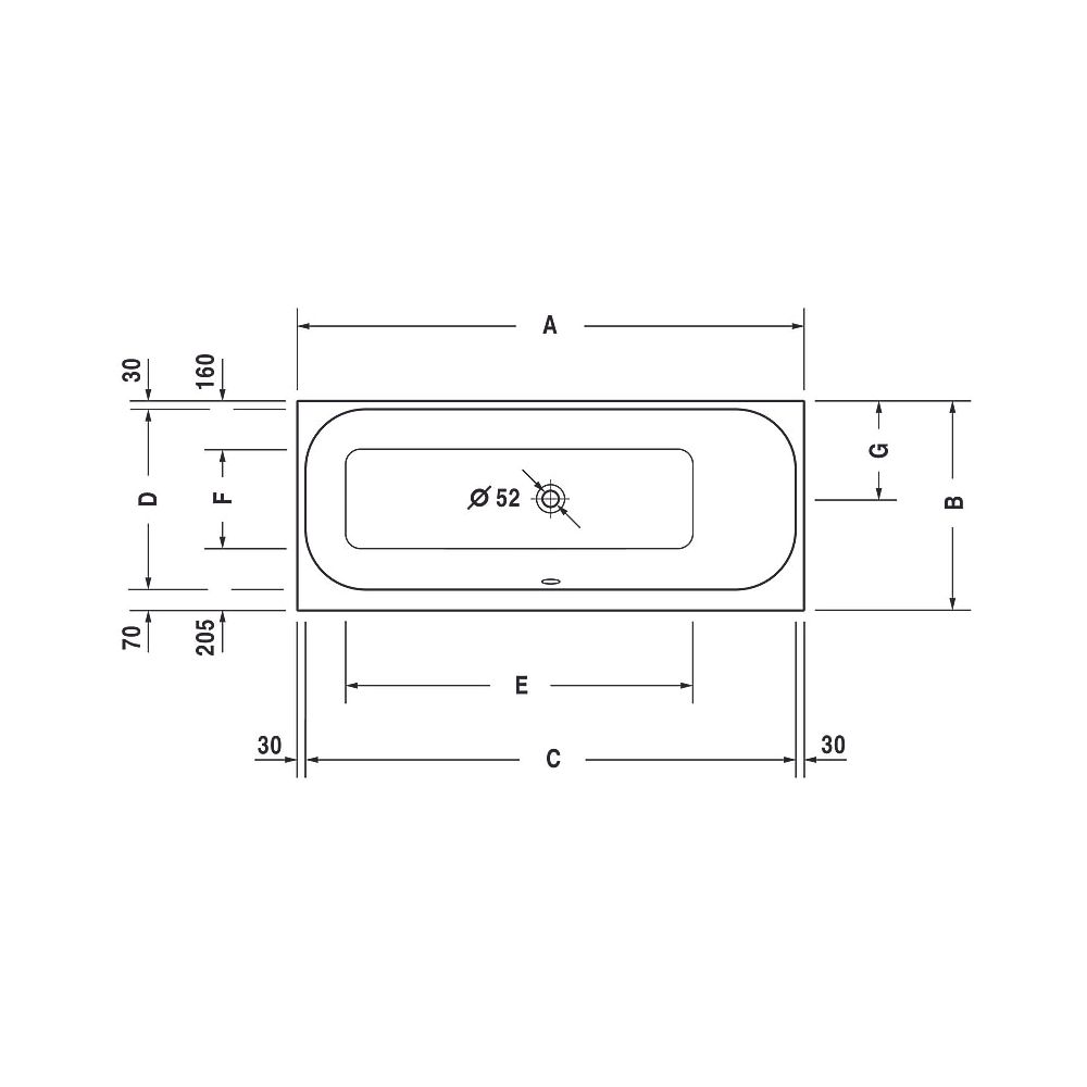 Duravit Happy D.2 Plus Whirlwanne rechteckig, Einbau, 700x1600x480mm Air-Syste... DURAVIT-760309000AS0000 4053424453354 (Abb. 6)