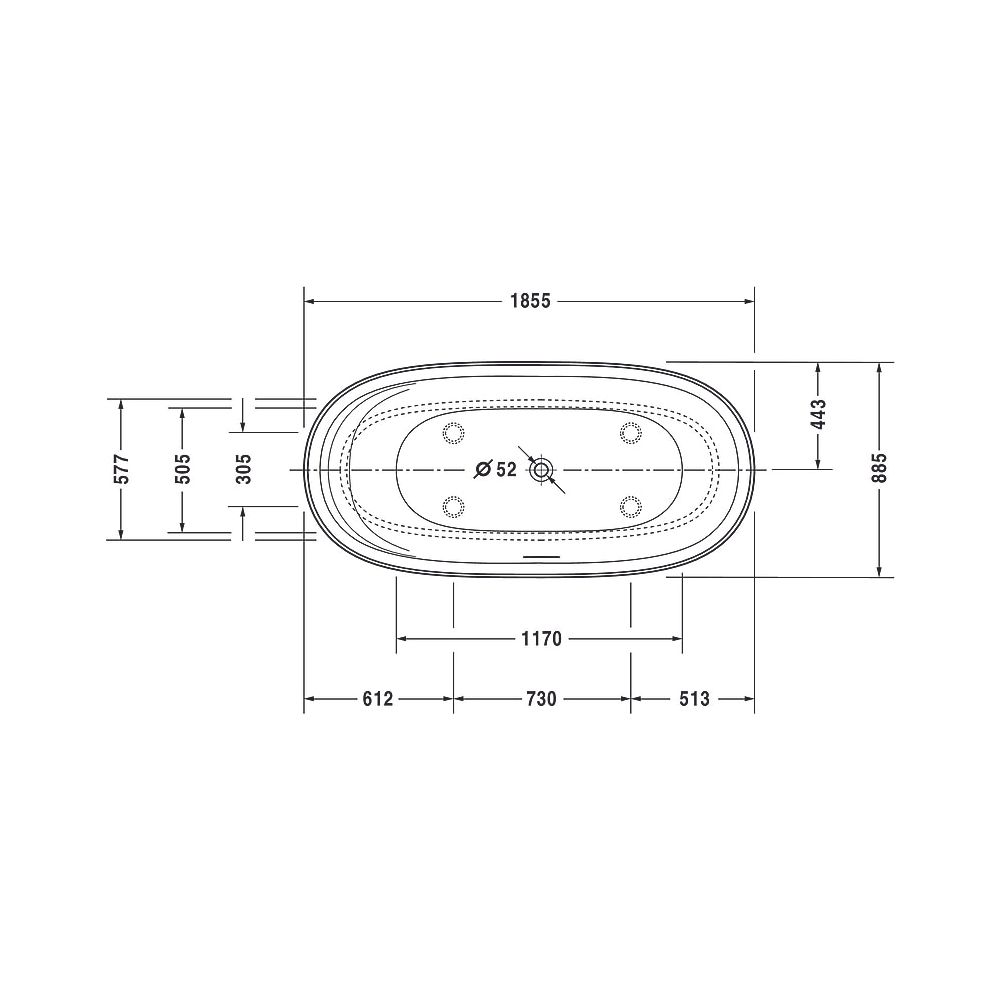 Duravit Cape Cod Whirlwanne Oval, Freistehend, 885x1855x507mm, Air-System, 2 ... DURAVIT-760330000AS0000 4053424453477 (Abb. 11)