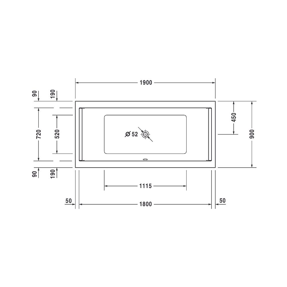 Duravit Starck Wannen Whirlwanne rechteckig Einbau, 900x1900x480mm Air-System,... DURAVIT-760340000AS0000 4053424453576 (Abb. 7)