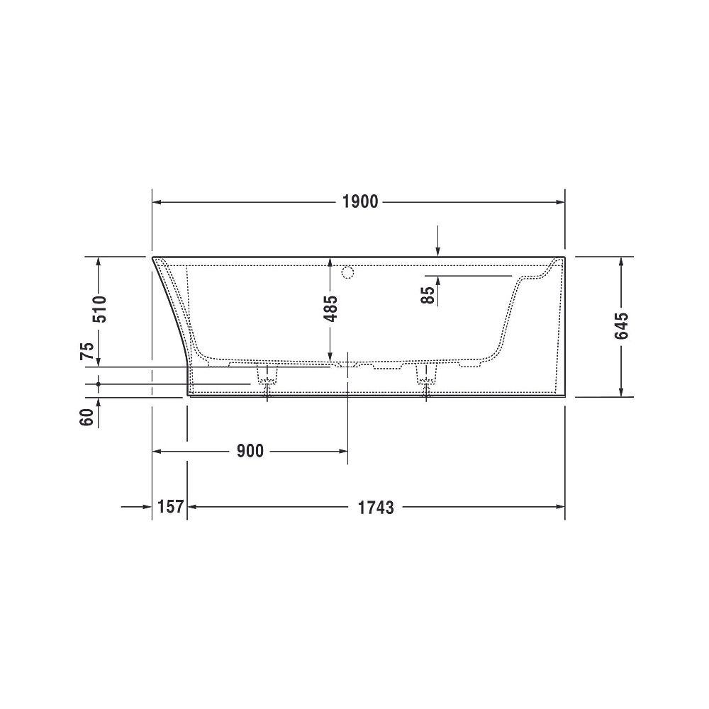 Duravit Cape Cod Whirlwanne Halbrund, Ecke R, 900x1900x510mm, Air-System, 1 Rü... DURAVIT-760363000AS0000 4053424453606 (Abb. 5)