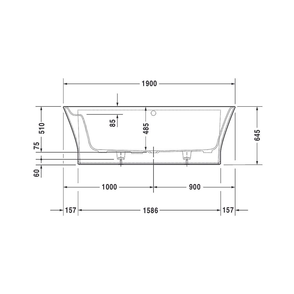 Duravit Cape Cod Whirlwanne Halbrund, Vorwand, 900x1900x510mm, Air-System, 1 R... DURAVIT-760364000AS0000 4053424453613 (Abb. 6)