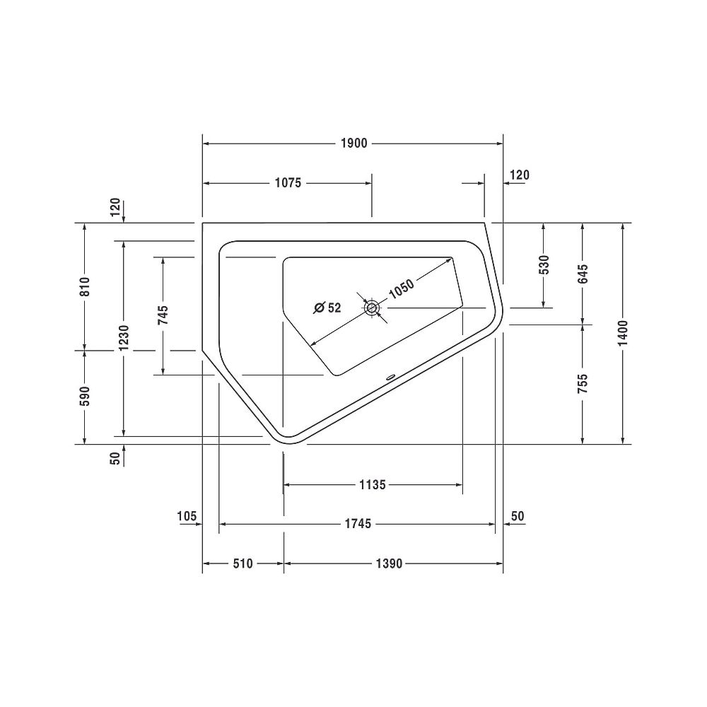 Duravit Paiova Whirlwanne 5 Fünfeck Einbau Ecke L 1400x1900x460mm Air-System 2... DURAVIT-760392000AS0000 4053424453750 (Abb. 4)