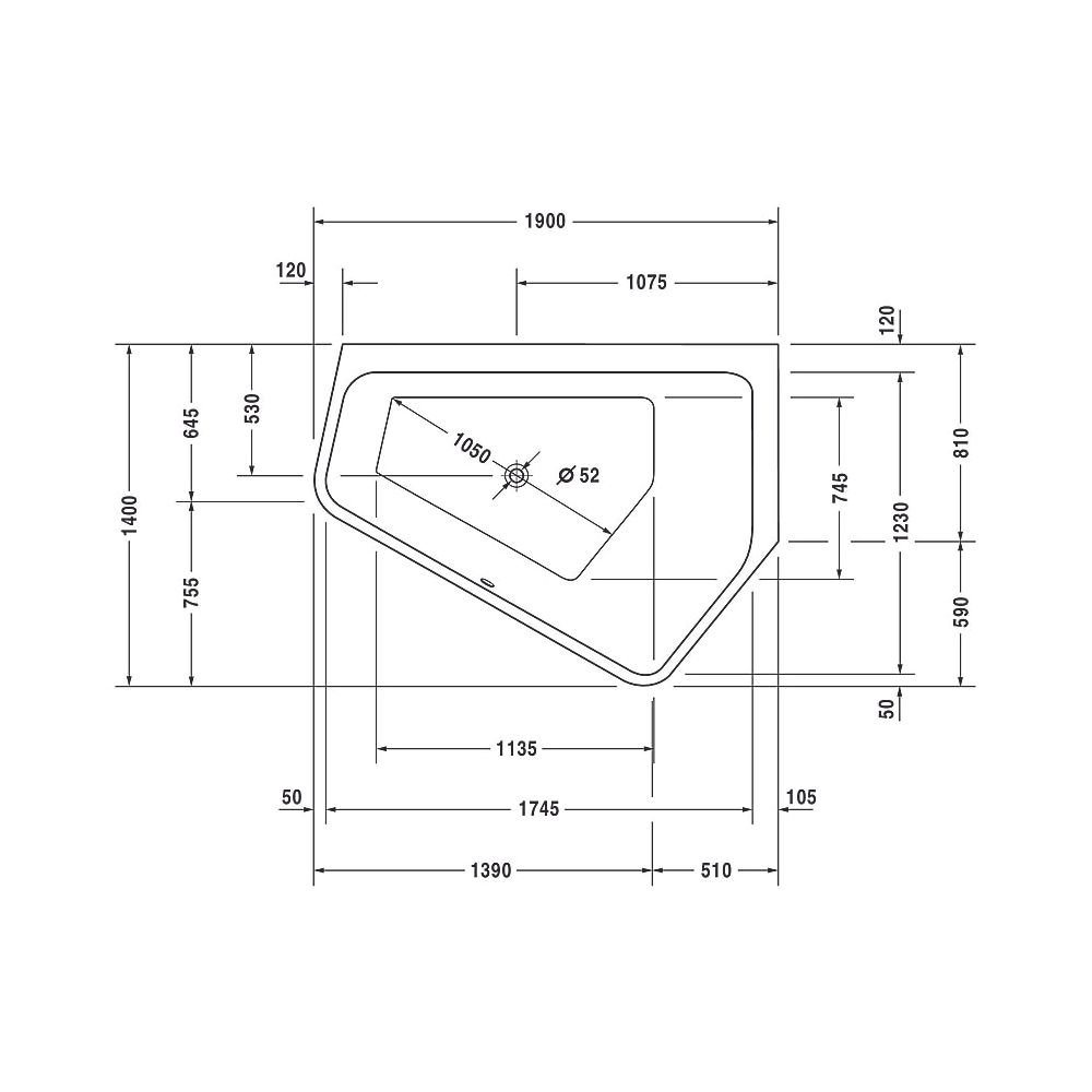 Duravit Paiova Whirlwanne 5 Fünfeck Einbau Ecke R 1400x1900x460mm Air-System 2... DURAVIT-760393000AS0000 4053424453767 (Abb. 4)