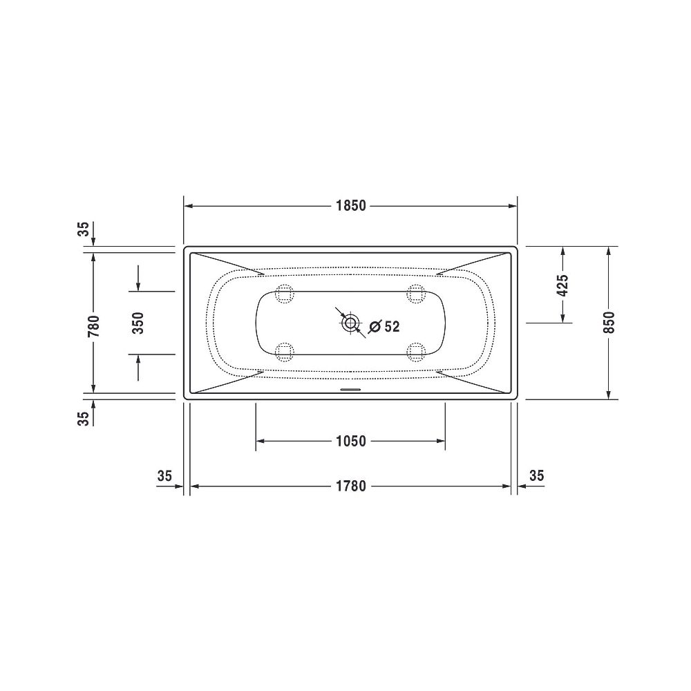 Duravit DuraSquare Whirlwanne Rechteckig, Freistehend, 850x1850x485mm, Air-Sys... DURAVIT-760430000AS0000 4053424453934 (Abb. 5)