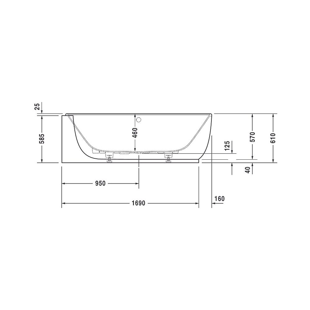 Duravit Luv Whirlwanne Oval, Ecke L, 950x1850x610mm, Air-System, 2 Rückenschrä... DURAVIT-760431000AS0000 4053424453941 (Abb. 7)