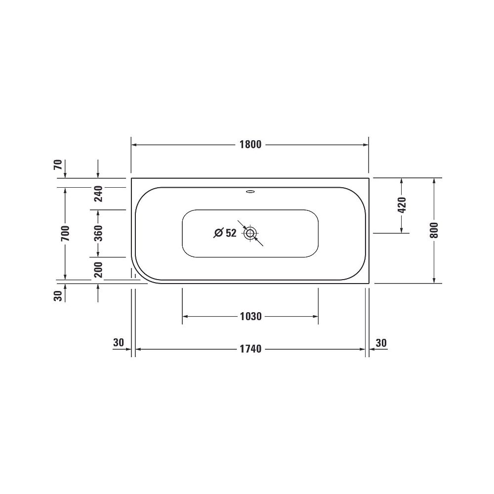 Duravit Happy D.2 Plus Whirlwanne rechteckig, Ecke R, 800x1800x480mm, Air-Syst... DURAVIT-760450800AS0000 4053424736136 (Abb. 4)