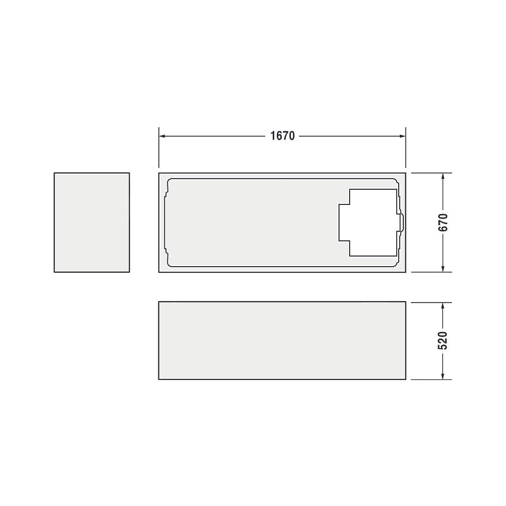 Duravit D-Code Badewannenträger 670x1670x520mm, Rechteckig, gerade Seitenwand ... DURAVIT-790472000000000 4021534401893 (Abb. 3)