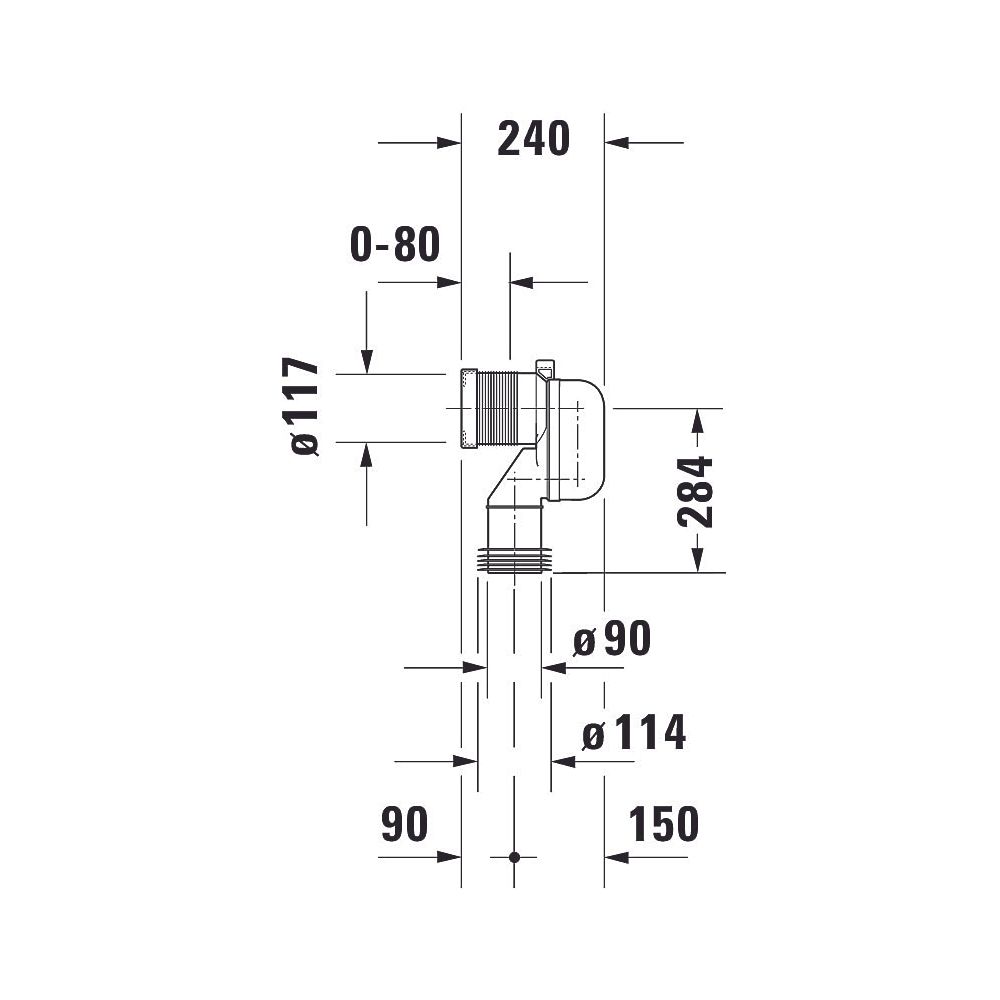 Duravit Vario-Ablaufbogen für Abgang senkrecht, Durchmesser Zulauf 75mm, Ablauf 90m... DURAVIT-8990250000 4053424184333 (Abb. 4)