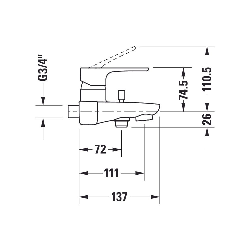 Duravit B.1 Einhebel-Wannenmischer Aufputz, Chrom, 20,5l/min, S-Anschlüsse 1/2" ... DURAVIT-B15230000010 7612158494247 (Abb. 10)