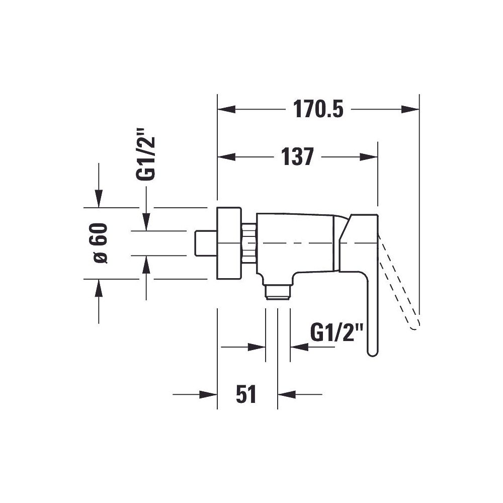 Duravit B.2 Einhebel-Brausemischer Aufputz, Chrom Hochglanz, Keramikm. S-Anschlüs... DURAVIT-B24230000010 7612158494384 (Abb. 7)