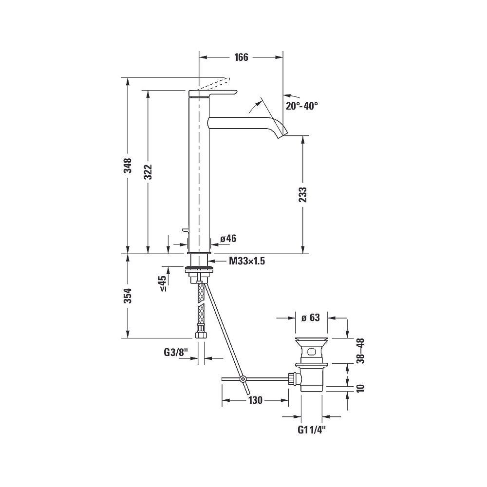 Duravit C.1 Einhebel-Waschtischmischer XL, Chrom, 5l/min, Hebelgriff, Ausladung ... DURAVIT-C11040002010 7612158491406 (Abb. 41)
