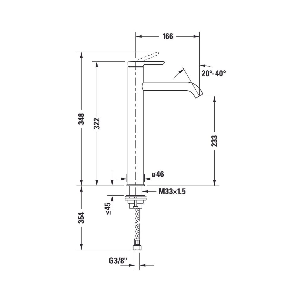 Duravit C.1 Einhebel-Waschtischmischer XL, Chrom, 5l/min, Hebelgriff, Ausladung ... DURAVIT-C11040002010 7612158491406 (Abb. 42)