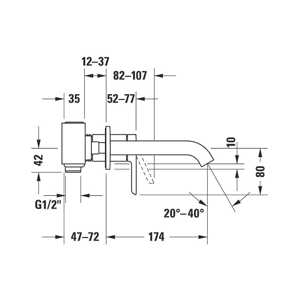 Duravit C.1 Einhebel-Waschtischmischer, Chrom, 5l/min, Hebelgriff, Ausladung 174... DURAVIT-C11070003010 7612158491659 (Abb. 18)