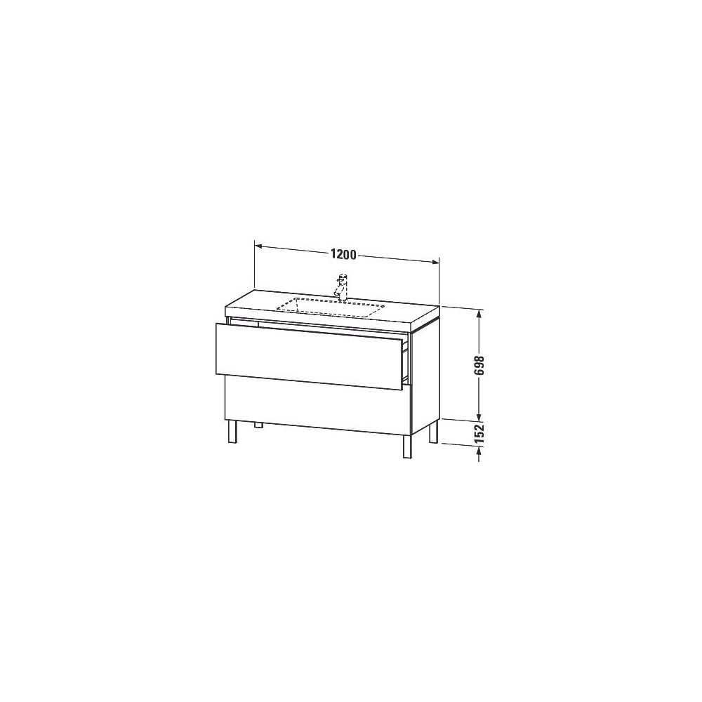 Duravit L-Cube Waschtisch-Set C-bonded bds Dekor, 480x1200x698mm Weiß HG, Grifflos... DURAVIT-LC6939O2222 4053424420028 (Abb. 3)