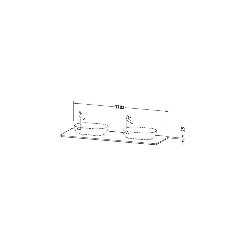 Duravit Luv Massivholzkonsole 595x1783x25mm, 2 Ausschnitte/Waschplätze, Amerikanis... DURAVIT-LU9462B7777 4053424465920 (Abb. 3)