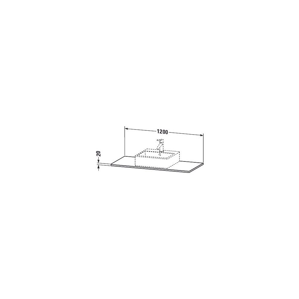 Duravit XSquare Massivholzkonsole 550x1200x20mm, 1 Ausschnitt/Waschplatz, Amerikan... DURAVIT-XS061F07777 4053424569765 (Abb. 3)