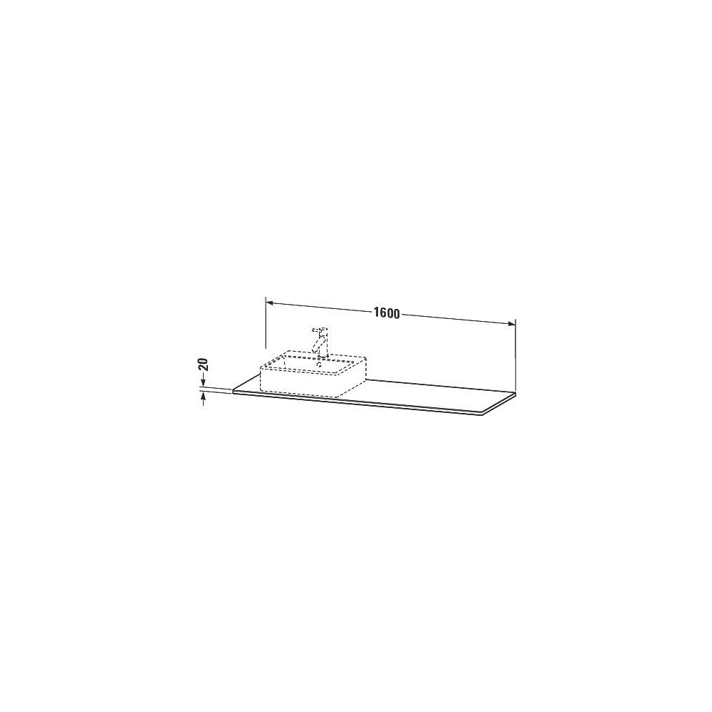 Duravit XSquare Massivholzkonsole 550x1600x20mm, 1 Ausschnitt/Waschplatz, Amerikan... DURAVIT-XS061HR7777 4053424569819 (Abb. 3)