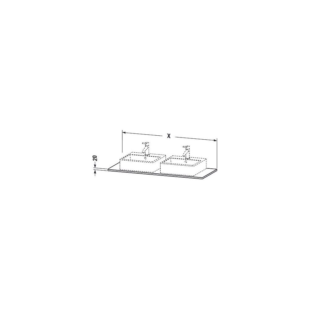 Duravit XSquare Massivholzkonsole 550x1400x20mm, 2 Ausschnitte/Waschplätze, Amerik... DURAVIT-XS064GB7777 4053424569826 (Abb. 5)