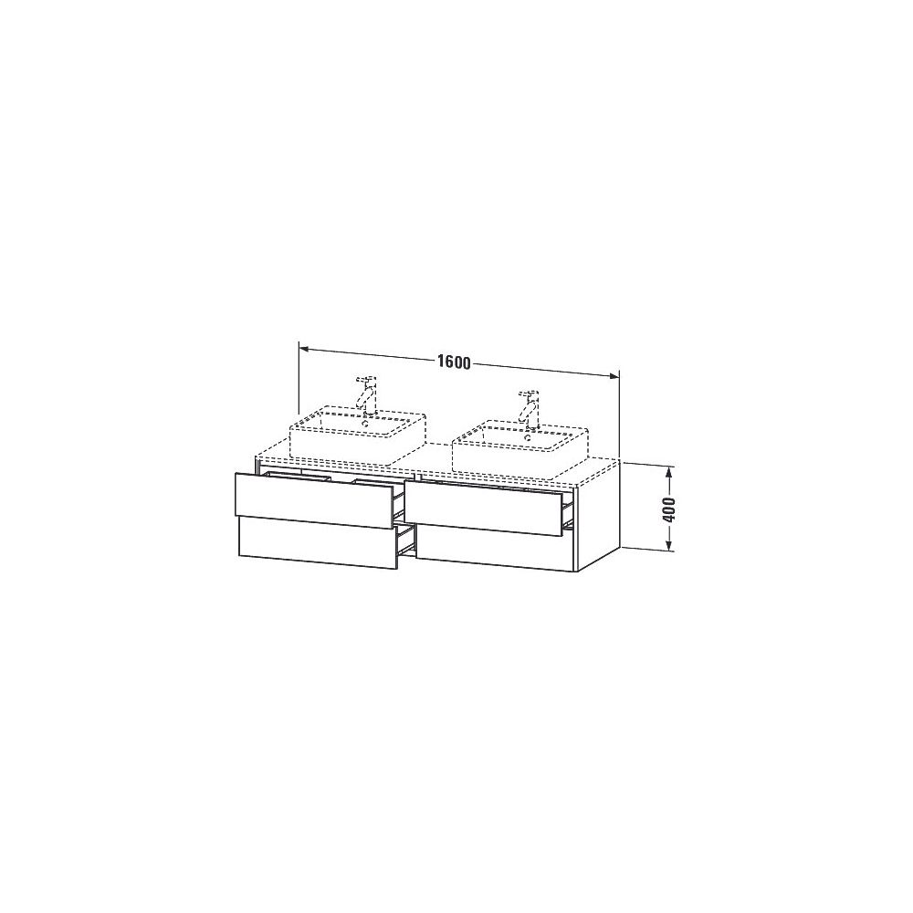 Duravit XSquare Konsolenwaschtischunterbau wandhäng. 548x1600x400mm B, Schwarz Hoc... DURAVIT-XS4917B4040 4053424560991 (Abb. 3)