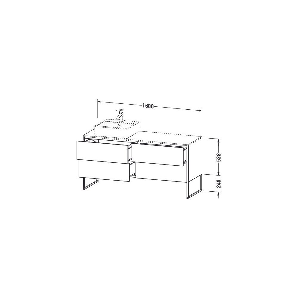 Duravit XSquare Konsolenwaschtischunterbau bodenstehend 548x1600x778mm L, ohne KSP... DURAVIT-XS4924L9191 4053424563039 (Abb. 3)