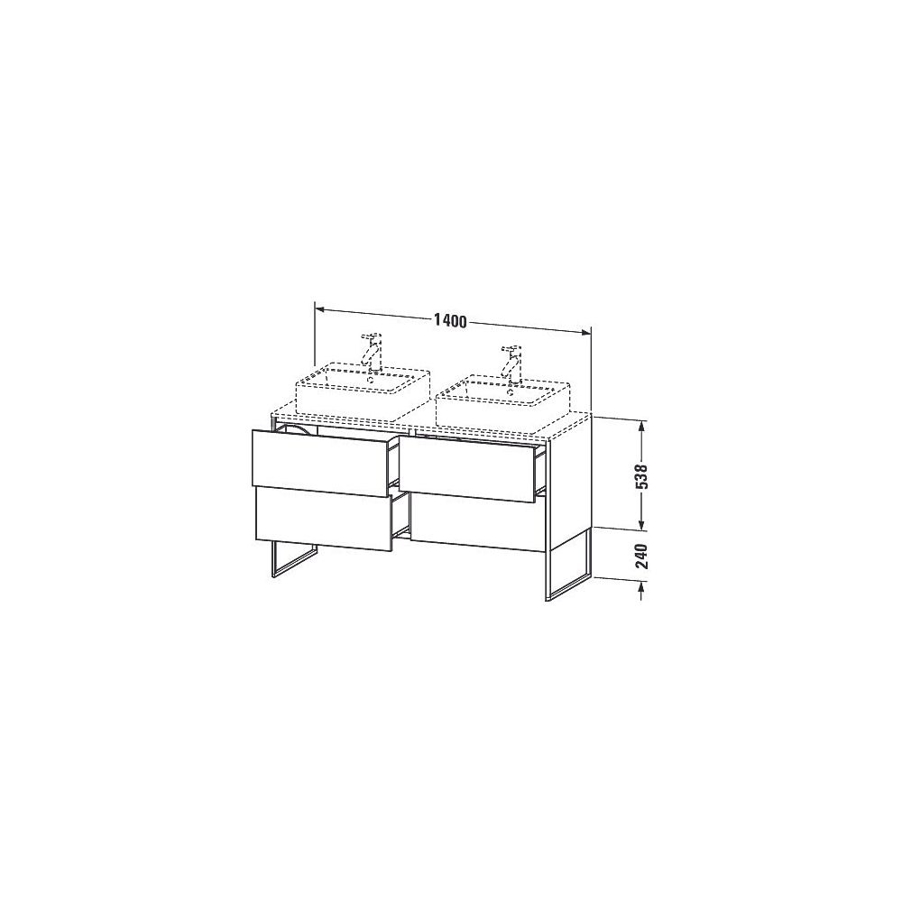 Duravit XSquare Konsolenwaschtischunterbau bodenst. 548x1400x778mm B, ohne KSP Lei... DURAVIT-XS4926B7575 4053424565477 (Abb. 3)