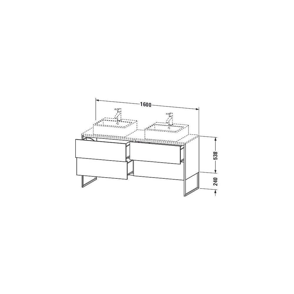Duravit XSquare Konsolenwaschtischunterbau bodenstehend 548x1600x778mm B ohne KSP ... DURAVIT-XS4927B1616 4063382138613 (Abb. 3)
