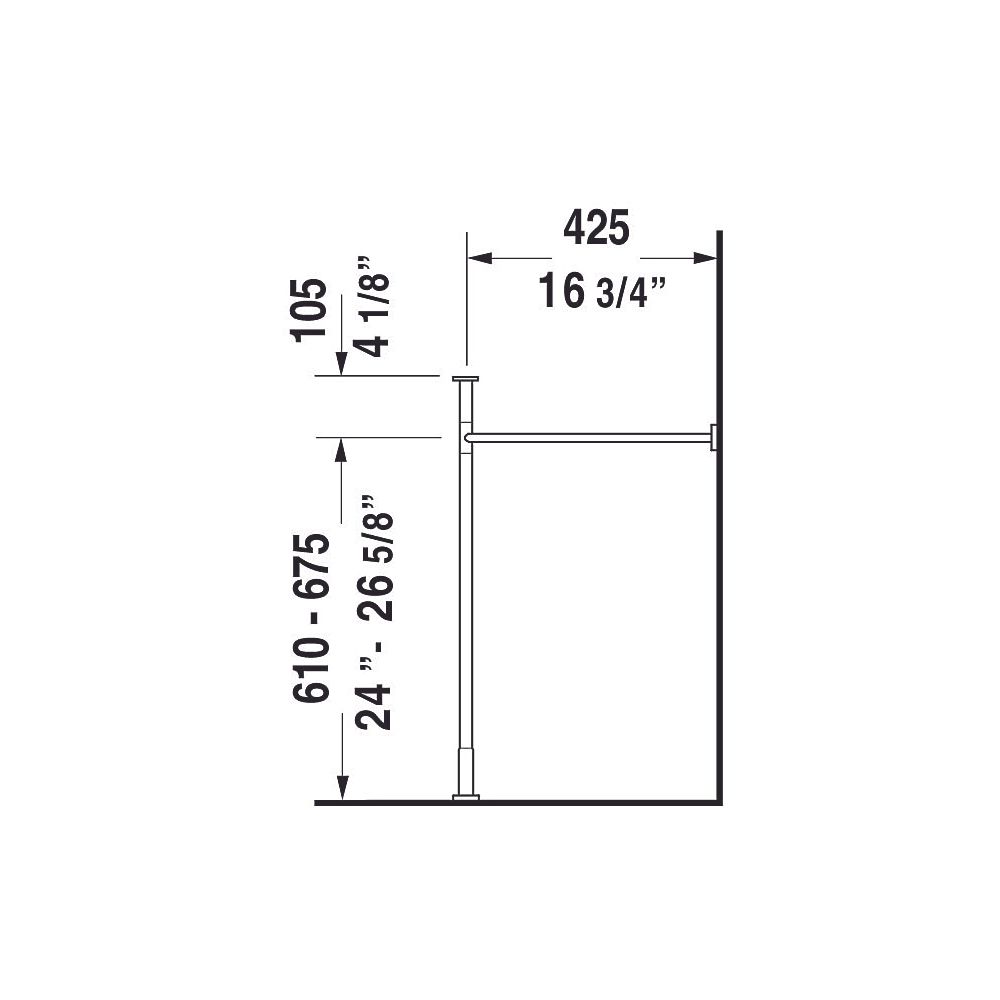 Duravit Vero Metallkonsole 425x625x715-780mm, für 045470, Chrom poliert, Höhenvers... DURAVIT-0030751000 4021534786716 (Abb. 17)