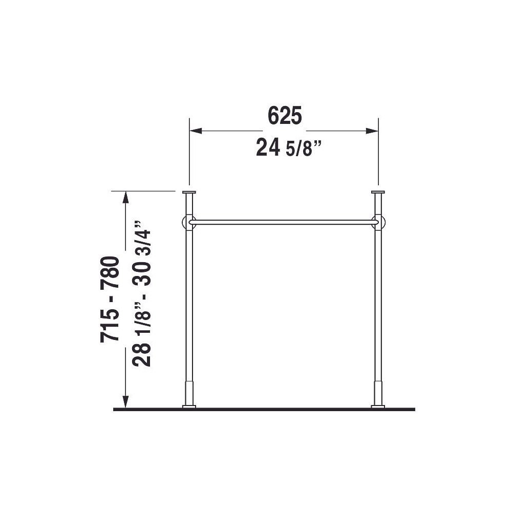 Duravit Vero Metallkonsole 425x625x715-780mm, für 045470, Chrom poliert, Höhenvers... DURAVIT-0030751000 4021534786716 (Abb. 19)