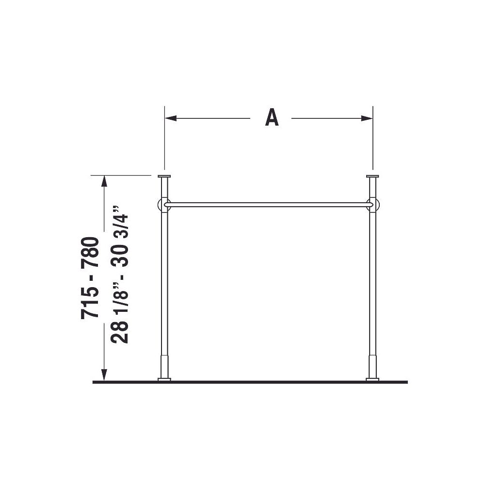 Duravit Vero Metallkonsole 425x625x715-780mm, für 045470, Chrom poliert, Höhenvers... DURAVIT-0030751000 4021534786716 (Abb. 20)