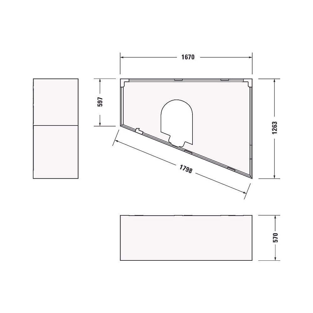 Duravit Paiova Badewannenträger 1270x1670x570mm, Trapezförmig, gerade Seitenwa... DURAVIT-791421000000000 4021534534362 (Abb. 3)