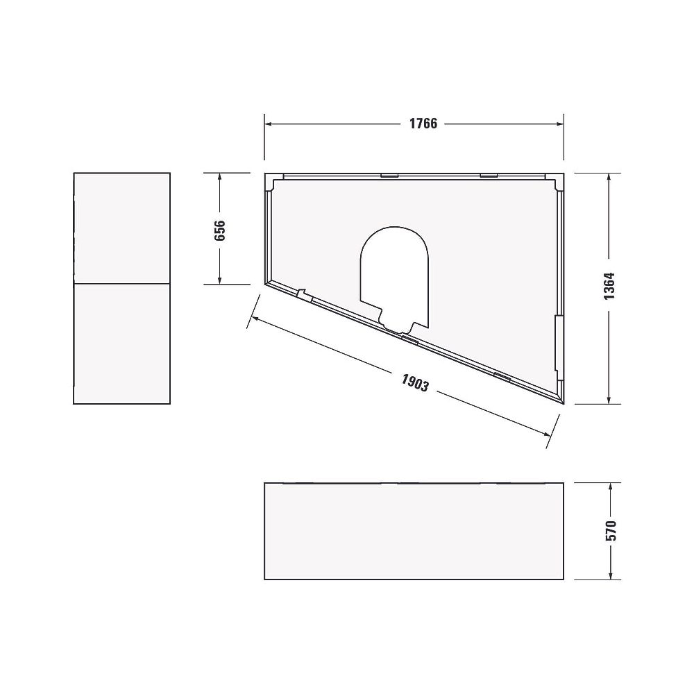 Duravit Paiova Badewannenträger 1370x1770x570mm, Trapezförmig, gerade Seitenwa... DURAVIT-791423000000000 4021534534386 (Abb. 3)