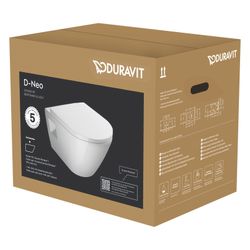 Duravit D-Neo WC-Set wandhäng. Weiß Hochglanz, 4,5l, Tiefspüler, rimless, waagerech... DURAVIT-45780900A1 4063382129178 (Abb. 1)