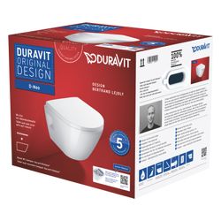 Duravit D-Neo WC-Set wandh. Wand-WC, WC-Sitz, Weiß Hochglanz, Spülrand rimless, Abg... DURAVIT-45870900A1 4063382129499 (Abb. 1)
