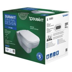 Duravit D-Code WC-Set wandh. Wand-WC, WC-Sitz, Weiß Hochglanz, Spülrand rimless, Ab... DURAVIT-45700900A1 4053424326672 (Abb. 1)