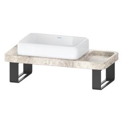 Duravit Qatego Aufsatzbecken Weiß HG, mit Konsole, Grauer Travertin poliert, Konsolen... DURAVIT-D4800500 4067116314724 (Abb. 1)