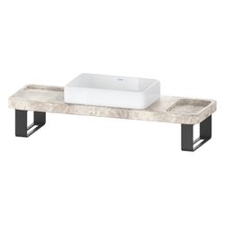 Duravit Qatego Aufsatzbecken Weiß HG, mit Konsole, Grauer Travertin poliert, Konsolen... DURAVIT-D4800800 4067116314755 (Abb. 1)