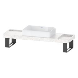Duravit Qatego Aufsatzbecken Weiß Hochglanz mit Konsole Marmor poliert, Konsolenträge... DURAVIT-D4800700 4067116314748 (Abb. 1)