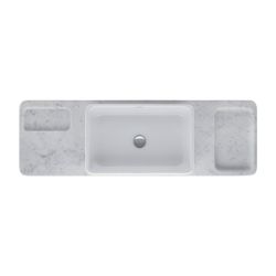 Duravit Qatego Aufsatzbecken Weiß Hochglanz mit Konsole Marmor poliert, Konsolenträge... DURAVIT-D4800700 4067116314748 (Abb. 1)