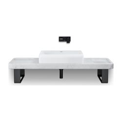 Duravit Qatego Aufsatzbecken Weiß Hochglanz mit Konsole Marmor poliert, Konsolenträge... DURAVIT-D4800700 4067116314748 (Abb. 1)