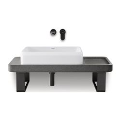 Duravit Qatego Aufsatzbecken Weiß Hochglanz mit Konsole Lavastein poliert, Konsolentr... DURAVIT-D4800600 4067116314731 (Abb. 1)