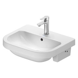 Duravit D-Code Halbeinbauwaschtisch 455x550x165mm, Weiß Hochglanz, 1 HL, mit ÜL, B... DURAVIT-24035500002 4067116382266 (Abb. 1)