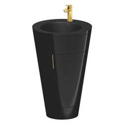 Duravit Starck 1 Waschtisch-Set C-bonded bds Lack 605x560x864mm, Schwarz HG/Ma... DURAVIT-S19514O34400010 4067116427141 (Abb. 1)