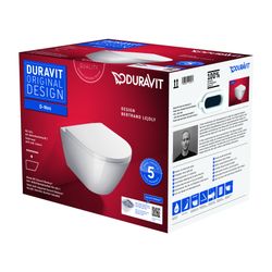 Duravit D-Neo WC-Set wandhäng. Weiß Hochglanz, 4,5l, Tiefspüler, rimless, mit Duraf... DURAVIT-45770900A1 4063382129161 (Abb. 1)