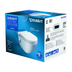 Duravit Starck 3 WC-Set wandh. Wand-WC, WC-Sitz, Weiß Hochglanz, Spülrand geschloss... DURAVIT-42000900A1 4053424087603 (Abb. 1)