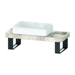 Duravit Qatego Aufsatzbecken Weiß HG, mit Konsole, Grauer Travertin poliert, Konsolen... DURAVIT-D4800500 4067116314724 (Abb. 1)