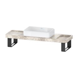 Duravit Qatego Aufsatzbecken Weiß HG, mit Konsole, Grauer Travertin poliert, Konsolen... DURAVIT-D4800800 4067116314755 (Abb. 1)