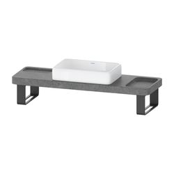Duravit Qatego Aufsatzbecken Weiß Hochglanz mit Konsole Lavastein poliert, Konsolentr... DURAVIT-D4800900 4067116314762 (Abb. 1)
