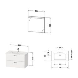 Duravit XBase Möbelwaschtisch, Waschtischunterbau, Spiegel 490x830x2000mm, 2 S... DURAVIT-XB0071030300000 4063382820921 (Abb. 1)
