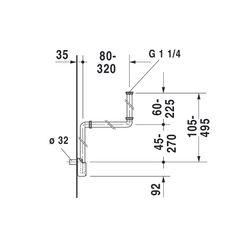 Duravit Universal Raumsparsiphon Kunststoff 1 1/4", Weiß... DURAVIT-0050760000 4053424328256 (Abb. 1)