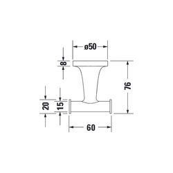 Duravit Starck T Handtuchhaken 76x60x50mm, Edelstahl gebürstet... DURAVIT-0099307000 4067116086768 (Abb. 1)